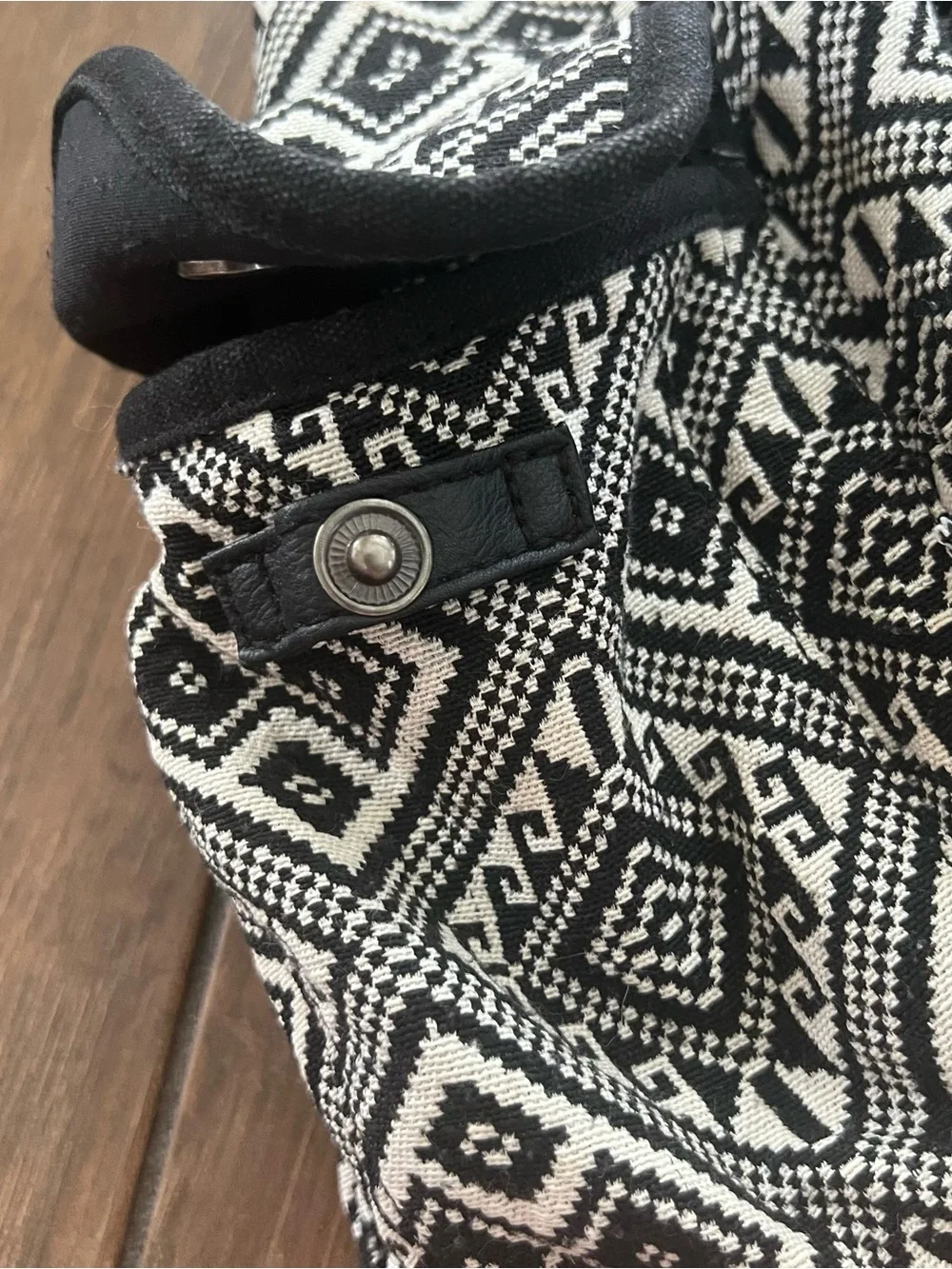 Mudd Boho Fabric Backpack Black and White Geometric Tribal Print